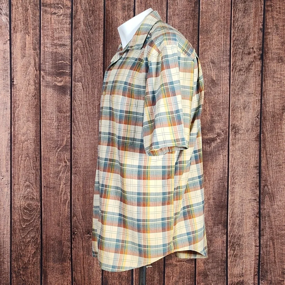 Vtg Extraordinary Mens Plaid Button Short Sleeve Indian Madras